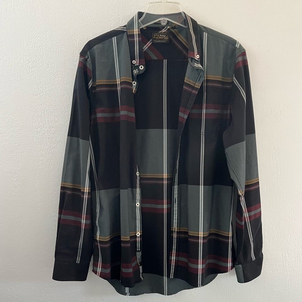 7 diamonds plaid button down dress shirt